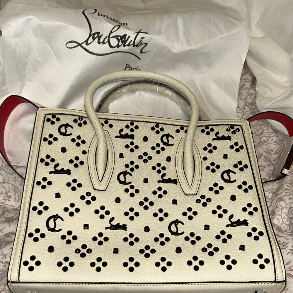 Christian Louboutin Cream and Black medium tote bag